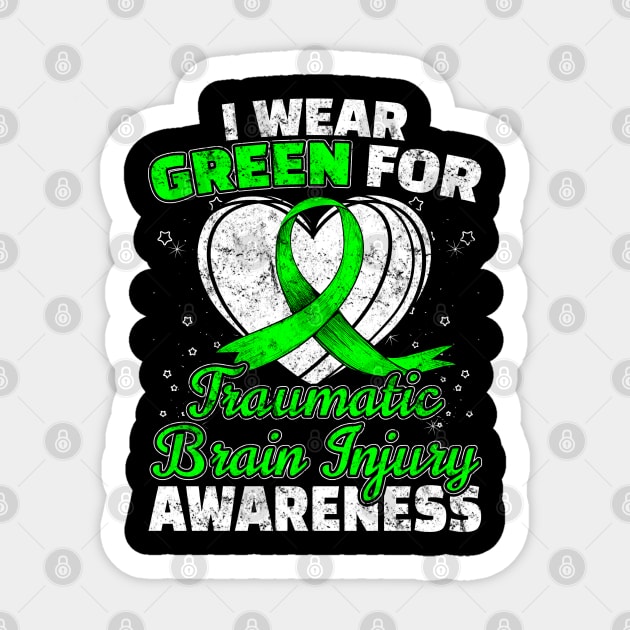 TBI Traumatic Brain Injury Awareness Green Ribbon Sticker by stockwell315designs